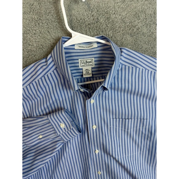 L.L. Bean Shirt Mens Size 16 Wrinkle Free Classic Oxford Traditional Fit Stripe